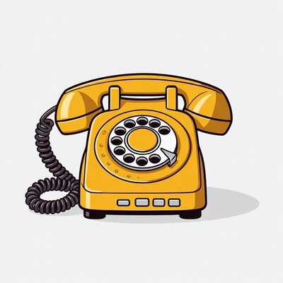 Yellow Rotary Phone Illustration