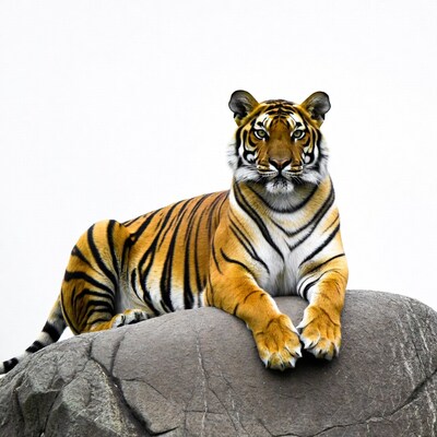 Tiger lounging on rock