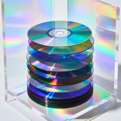 Stacked CDs in Prism Acrylic Frame