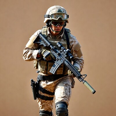 Soldier holding M4 rifle