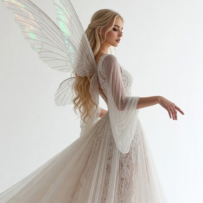 Blonde woman with fairy wings