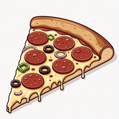 Pepperoni Pizza Slice Illustration