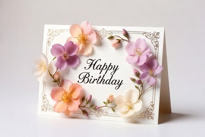 Happy Birthday Card with Flowers