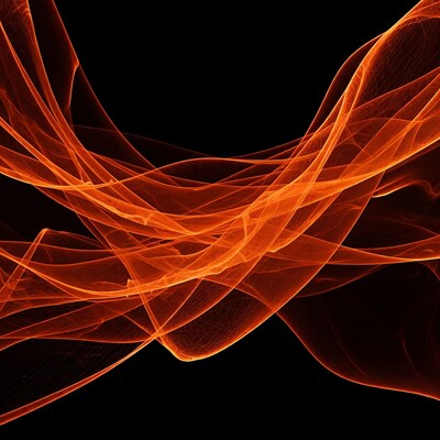 Orange Abstract Waves on Black