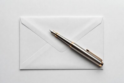 Fountain Pen on White Envelope