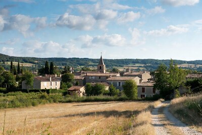 French village with church steeple