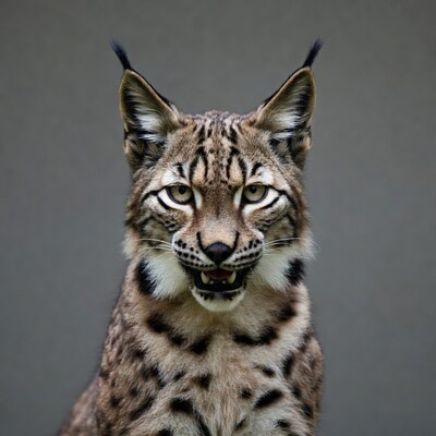 Close-up of snarling lynx
