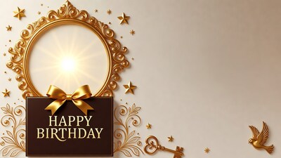Golden Happy Birthday Frame Illustration