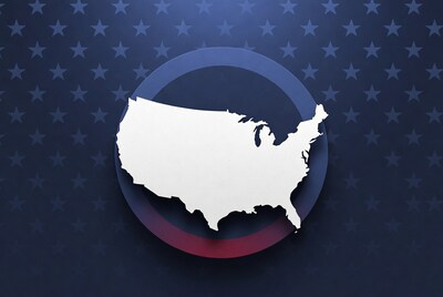 USA Map in Blue Star Circle