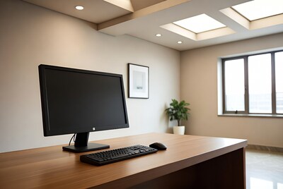 Monitor Keyboard Desk Office Room