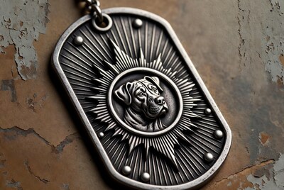 Silver Boxer Dog Dog Tag Pendant