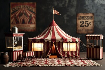 Miniature Circus Tent with Popcorn Machine