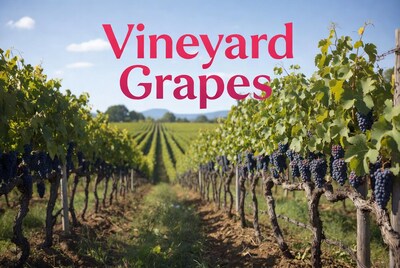 Vineyard Grapes with Text Overlay