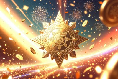 Golden Star Medal with Fireworks and Coins
