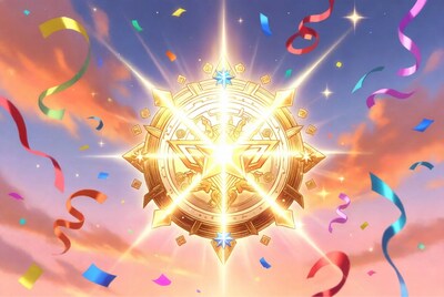 Golden Radiant Emblem with Ribbons