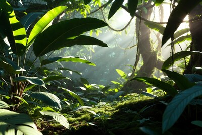 Lush Jungle with Sunbeams