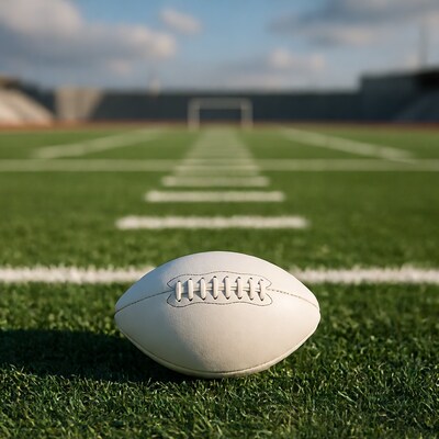 Football on green field