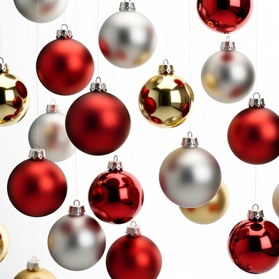 Hanging Red Silver Gold Christmas Ornaments