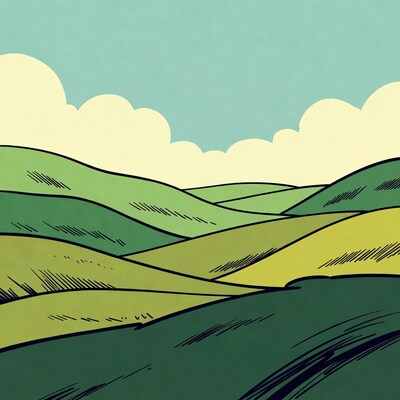 Green Rolling Hills Illustration
