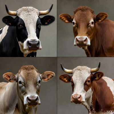 Four Cow Portraits Closeup