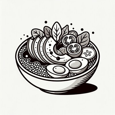 Bowl of avocado poke with egg
