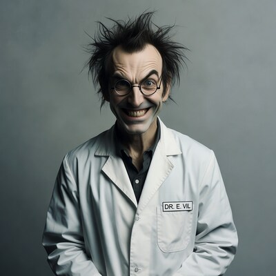 Mad Scientist with Wild Hair