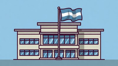 Argentinian flag over school building