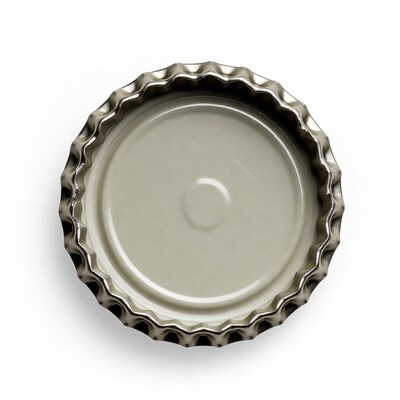 Silver bottle cap on white background
