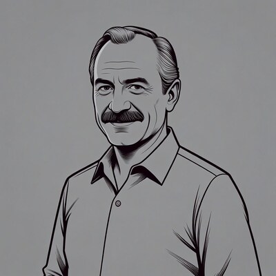Man with mustache in line art