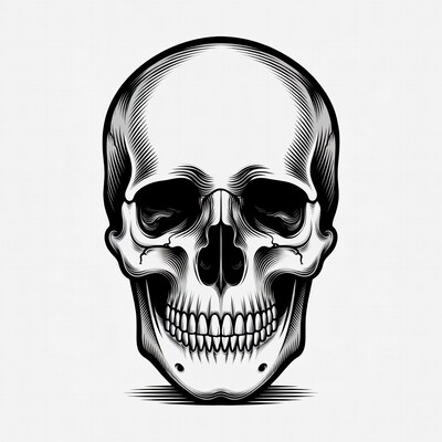 Black and white skull illustration