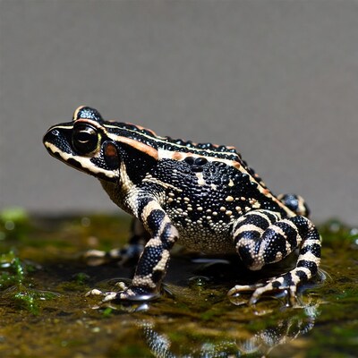 Black-spotted toad in shallow water