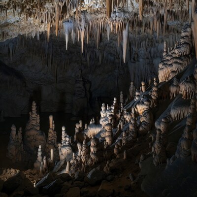 Stalactites and stalagmites in cave