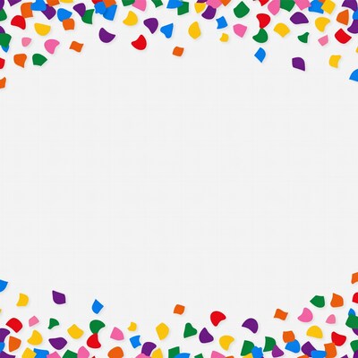 Colorful confetti border on white