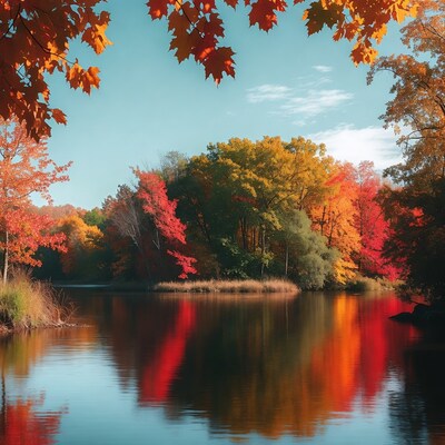 Autumn Trees Reflecting in Lake