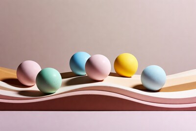 Colorful balls on wavy surface