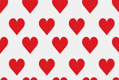 Red Hearts Pattern on White