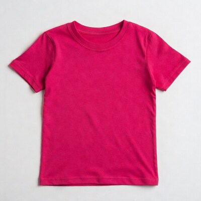 Pink Kids T-Shirt Blank Front View