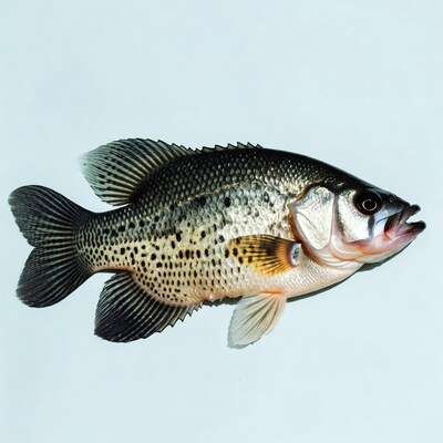 Black Crappie Fish on White Background