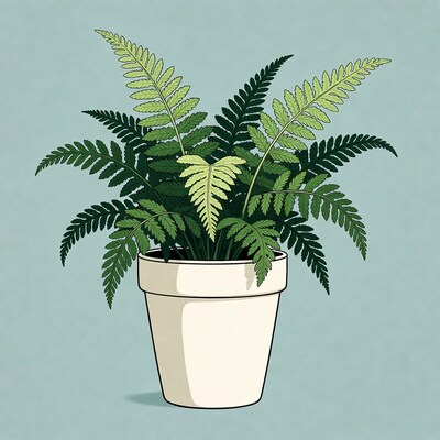 Fern Plant in White Pot