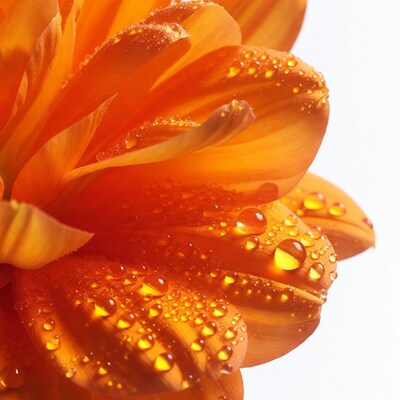 Orange Dahlia Flower with Dew Drops