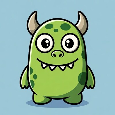 Cute green cartoon monster