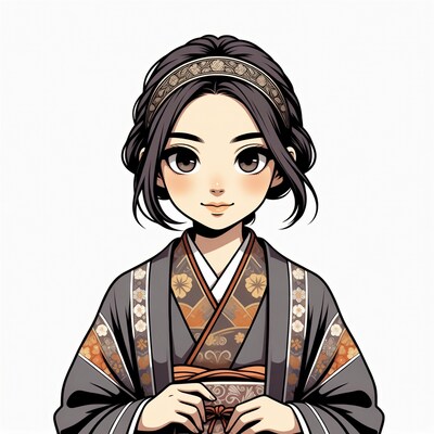 Anime girl in kimono