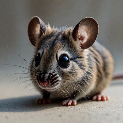 Cute striped mouse with big eyes