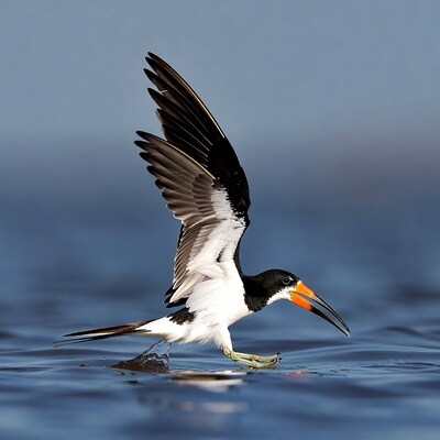 Black Skimmer Bird Landing on Water