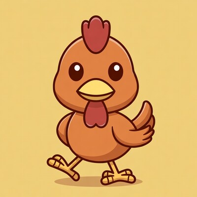 Cute cartoon chick walking