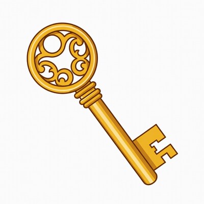 Golden ornate key illustration