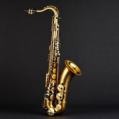 Golden Tenor Saxophone on Black Background