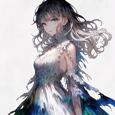 Anime girl in lace dress