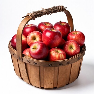 Red Apples in Wicker Basket