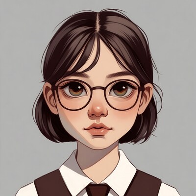 Asian girl with glasses illustration